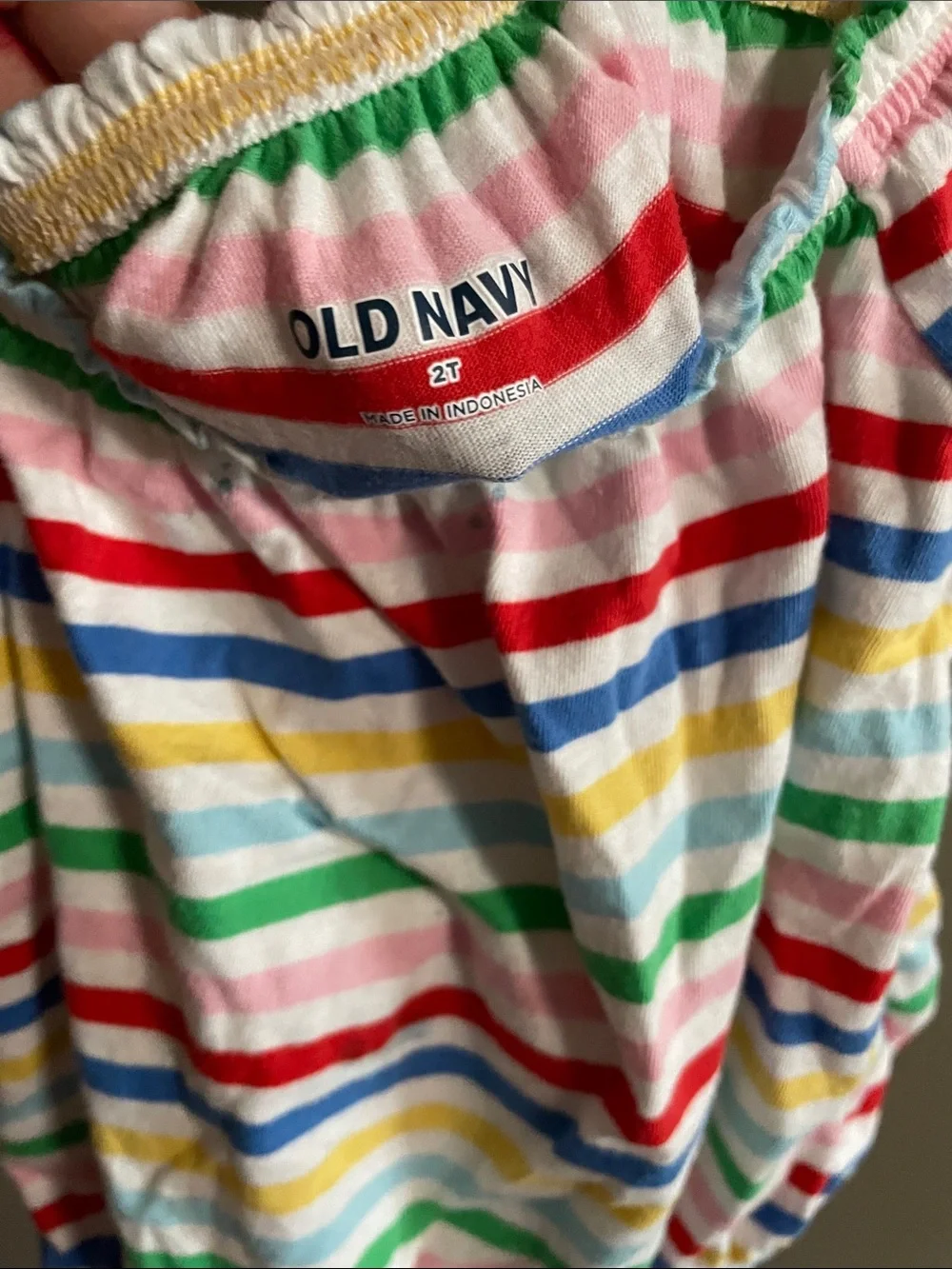 Girls' Off-Shoulder Rainbow Stripe Top - Multicolor